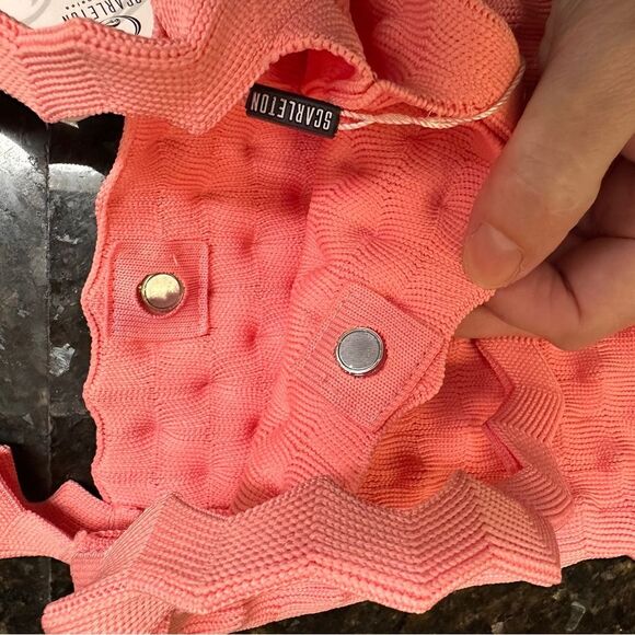 Scarleton Small Puffer Tote Bag Purse, Pink Knit, Magnetic Closure, NWT - Picture 7 of 11